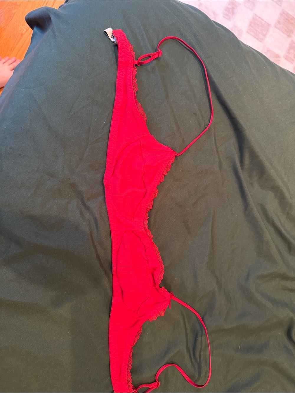 COUL COUL Red Lace-Trim Bralette